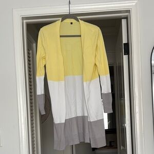 Yellow, White, and Gray Colorblock Cardigan